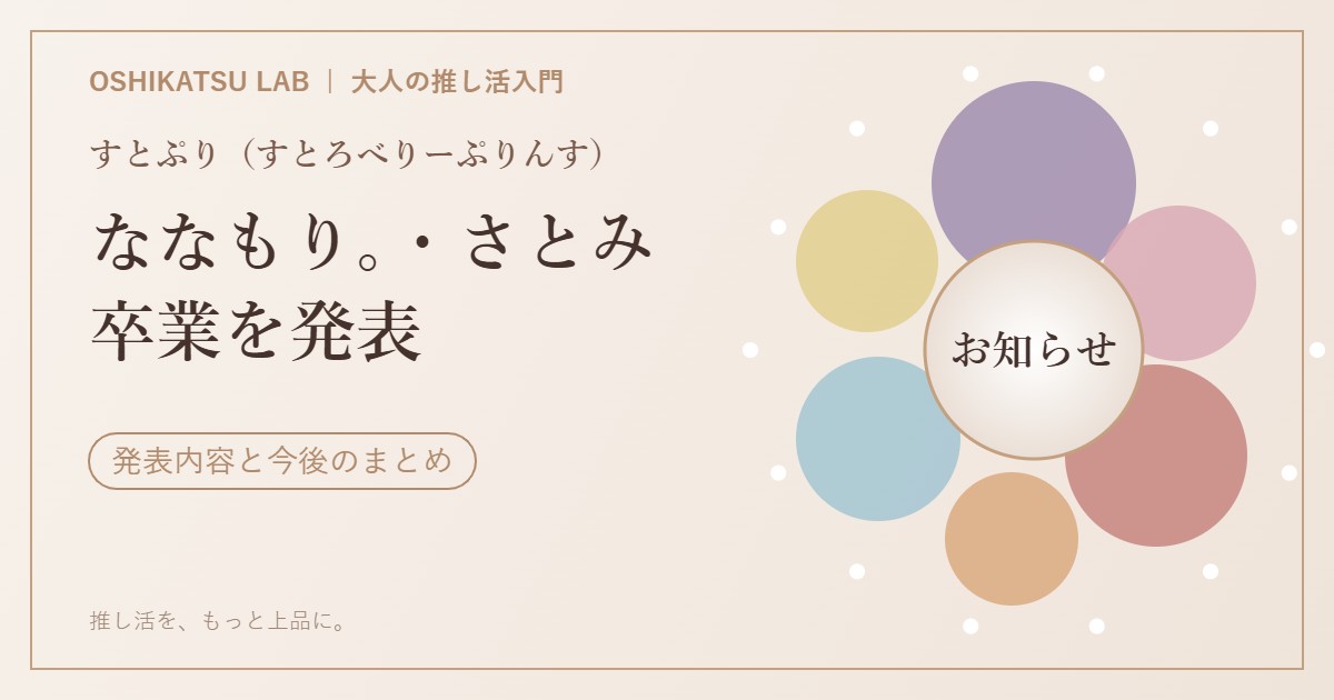 すとぷり ななもり。・さとみの卒業発表と今後をまとめた記事のアイキャッチ